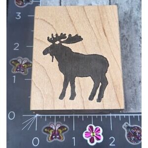 Northwoods Moose Silhouette Shadow Rubber Stamp Wood #E17